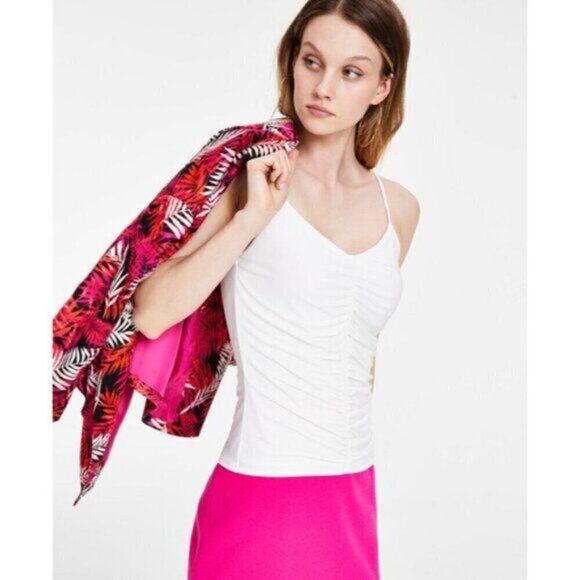 Bar III Women's Textured Hot Pink Crepe Pencil Mini Skirt NWT - Picture 4 of 7